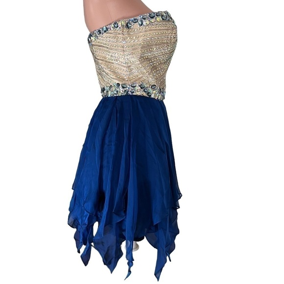 SHERRI Hill Strapless Front Corset Sequins HCO Royal Blue Dress - Picture 5 of 10